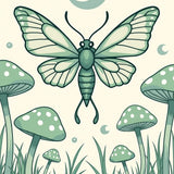 Celestial Moth with Mystical Toadstool Door(Beige)