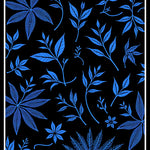 Midnight Jungle Wonderland With Exotic Blossoms Illustrated (Blue) - ODIKA