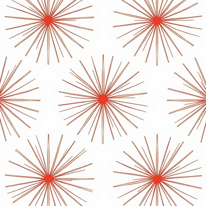 Crystalline Burst Motifs Radiating Sparkle Effects Contemporary Art (White) - ODIKA