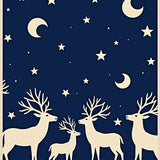 Festive Reindeer Throw with Starry Night Design(Ivory)