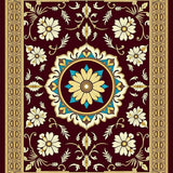 Chateau Floral Medallion Arrangement with Classic Vine Detailing(Burgundy)