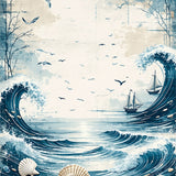 Farmhouse Printed With Charming Coastal Inspired Motifs(Blue)