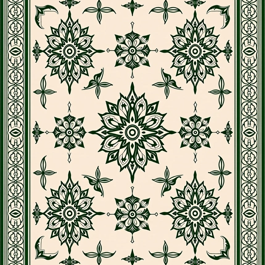 Elegant Medallion Design with Repetitive Interlocking (Ivory) - ODIKA