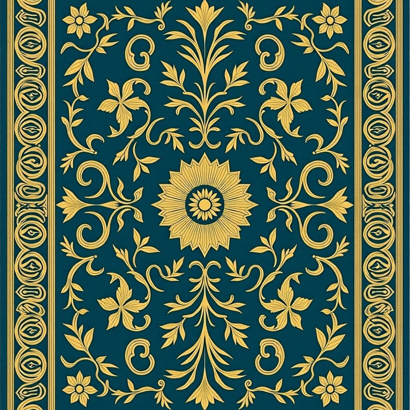 Ornate Garden Scrollwork with Intertwined Leaves and Subtle Floral Highlights (Gold) - ODIKA