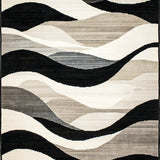 Retro Graphic Wave Area with Flowing Black and Beige Curves Neutral Harmony(Gray)