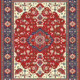 Bohemian Red/Beige Square Area(Red)