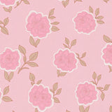 Whimsical Rose Garden Motif with Scattered Blossom and Leaf Accents(Pink)