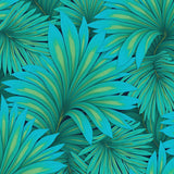 Tropical Foliage With Overlapping Palm Fronds(Blue)