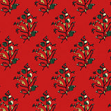 Stylized Amber Woods Motif with Flourished Botanical Embellishments(Red)