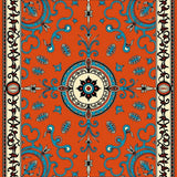 Elegant Damask Composition with Curved Flourishes and Interlocking Scrollwork(Orange)