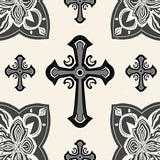 Sacred Cross Motif Shag with Intricate Religious Symbol(Beige)