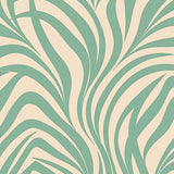 Sage Inspired Palm Frond with Abstract Interlocking Botanical Swirls(Beige)