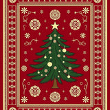 Yuletide Celebration Pine Embellished Surface Covering(Red)