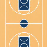 Basketball Court Wood Floor Blue Key White Lines(Beige)