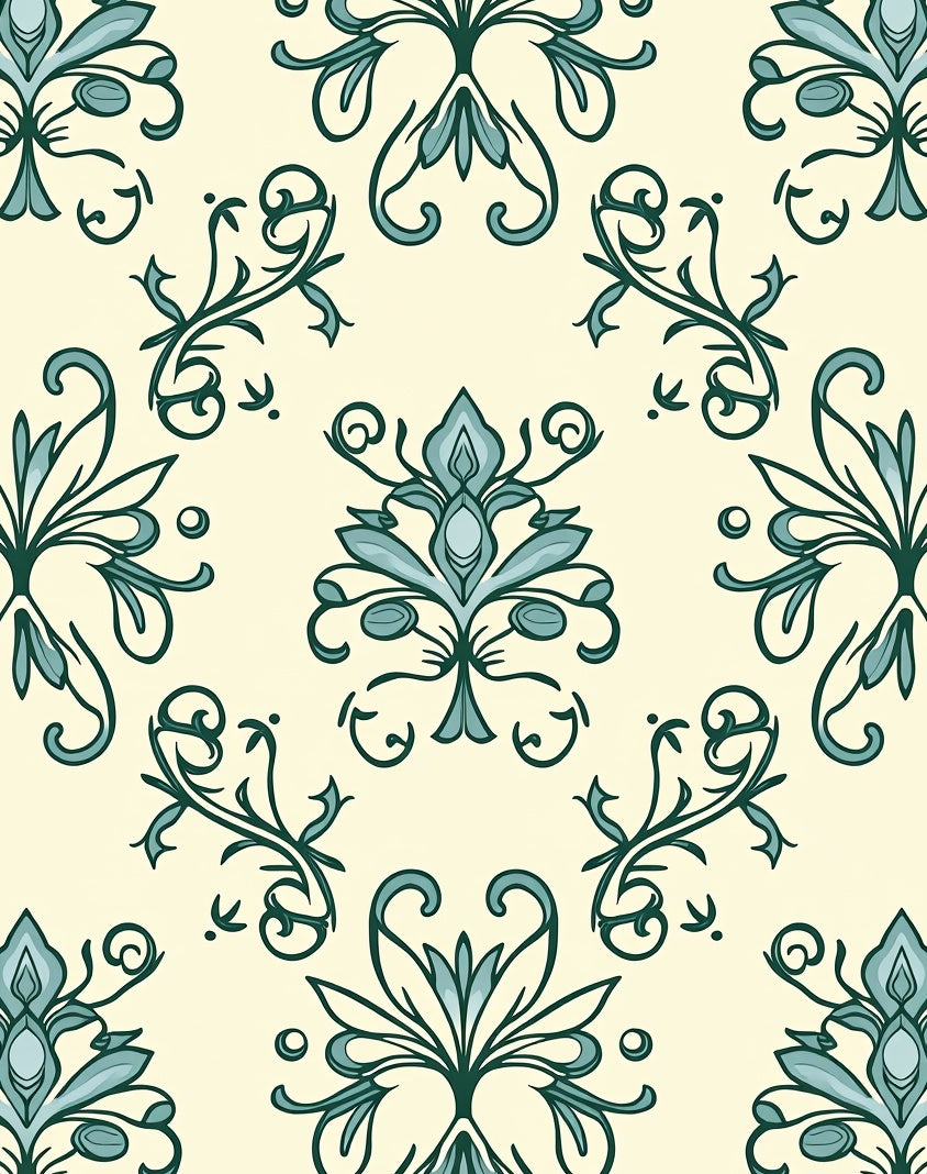 Enchanting Floral Symphony Damask Nouveau Inspired Jewel (Ivory) - ODIKA