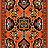 Lattice with Ornate Scrollwork and Abstract Floral Highlights(Orange)