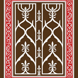 Parisian Archway Motif with Interlocking Chevron and Fleur De Accents (Brown)