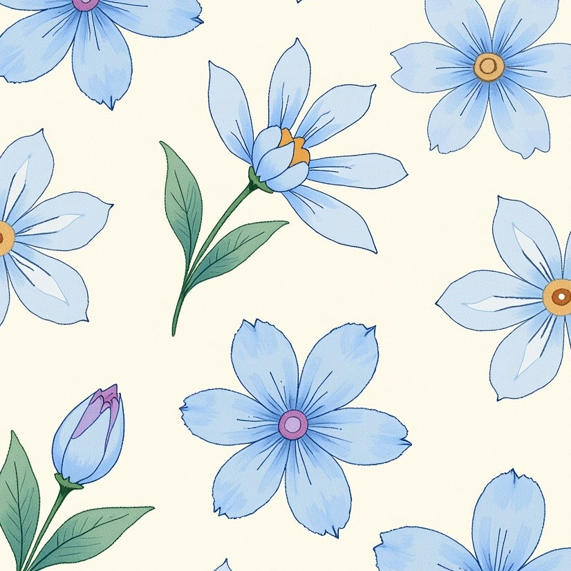 Abstract Watercolor Bloom with Faded Elegance (Light Blue) - ODIKA