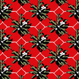 Yuletide Interlocking Plaid with Stylized Evergreen Sprigs(Red)