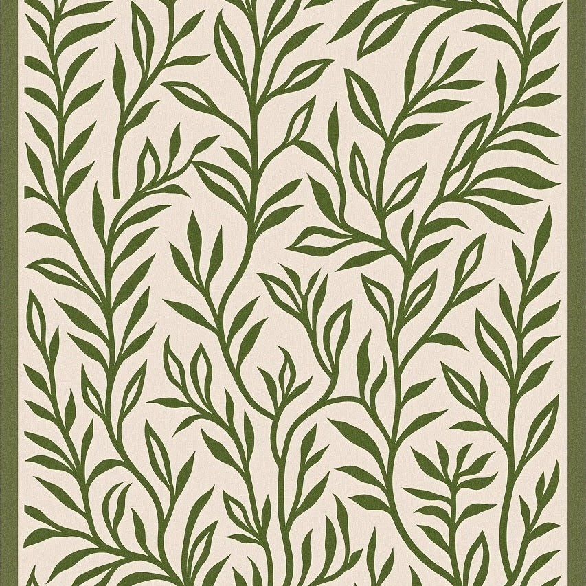 Abstract Botanical with Stylized Leaf Vine Tracery (Beige) - ODIKA