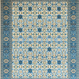 Cerulean Dream Area Beige Floral Artistic Floor Covering(Blue)