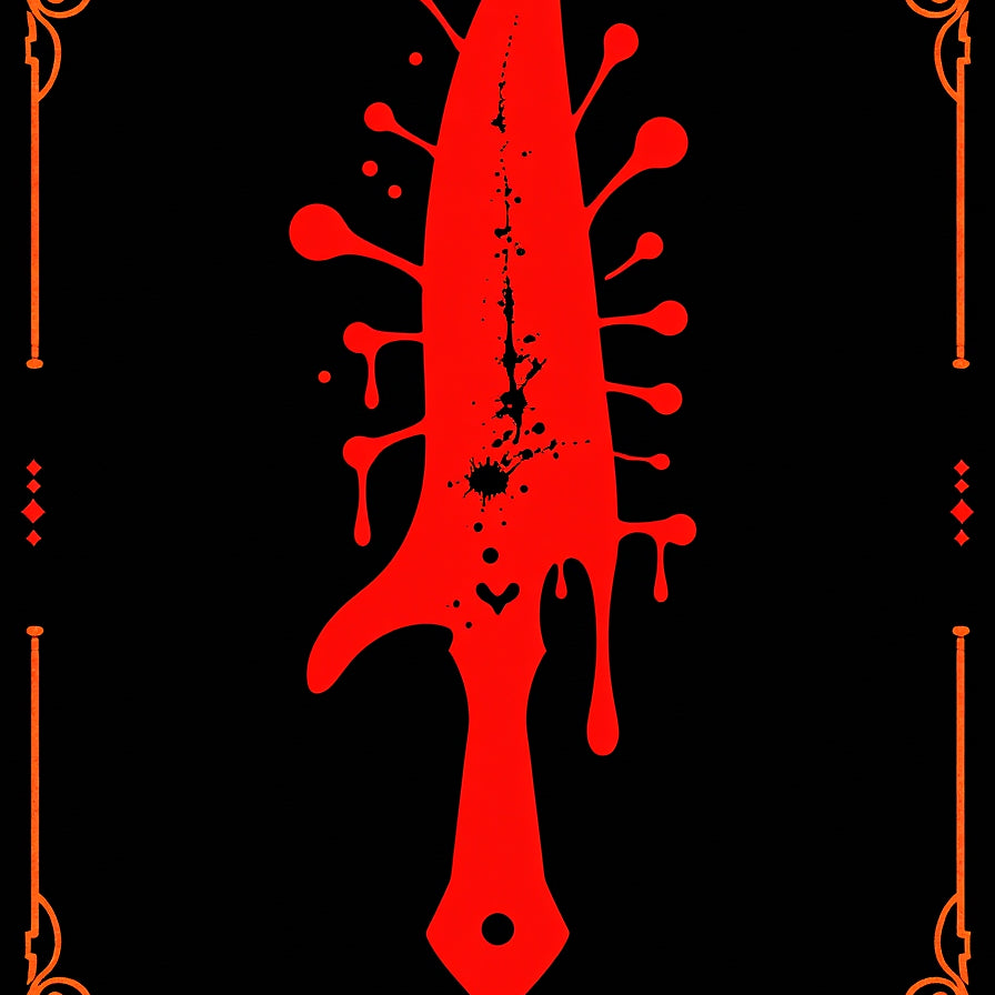 Bloody Knife Haunted Vintage Accent Throw(Red) - ODIKA