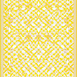 Citrus Bloom Round Area Bright Yellow & Cream Geometric Petals(Yellow)