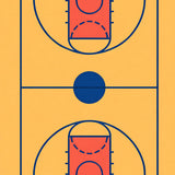 Basketball Court Yellow Floor Coral Key Blue Lines Blue Circle(Gold)