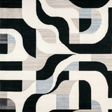 Contemporary Geometric Arc Stylish Black Cream Patterned Area(Black)