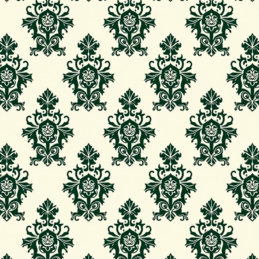 Elegant Floral Damask Symmetrical Sophisticated Timeless (Beige) - ODIKA