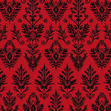 Classic Yuletide Damask with Evergreen Scrollwork(Red)