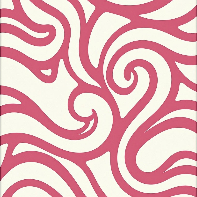 Abstract Wave Mosaic Featuring Minimalist Brushstroke Flair (Pink) - ODIKA