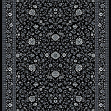 Contemporary Black Area Subtle Botanical(Black)