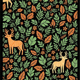 Boho Jungle Adventure with Whimsical Fauna and Falling Leaves(Black)