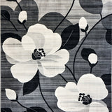 Contemporary Black and Grey Floral with Artistic Detailing(White)