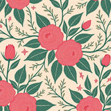 Classic Rose Garden Motif Pile Decorative Floor(Pink)