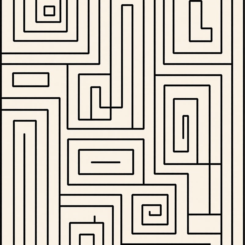 Modern Interlocking Maze with Subtle Scandinavian Motifs (Black) - ODIKA