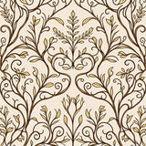 Harvest Grove Woodland Foliage Motif with Sweeping Vine(Beige)