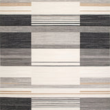 Contemporary Area with Unique Beige Grey Multi Stripe(Gray)