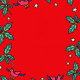 Charming Cardinal Birds with Holly Berry and Starry Sky Motif(Red)