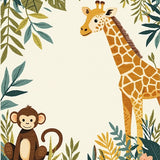 Whimsical Jungle Friends Beige for Kids Playful Spaces(Beige)