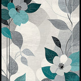 Shadow Bloom Abstract Floral Grey and Teal Toned Area Rug(Gray)