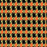 Retro Houndstooth Plaid with Subtle Harvest Iconography(Black)