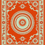Tapestry with Stylized Lotus and Curved Florals (Orange) - ODIKA