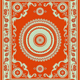 Tapestry with Stylized Lotus and Curved Florals (Orange) - ODIKA