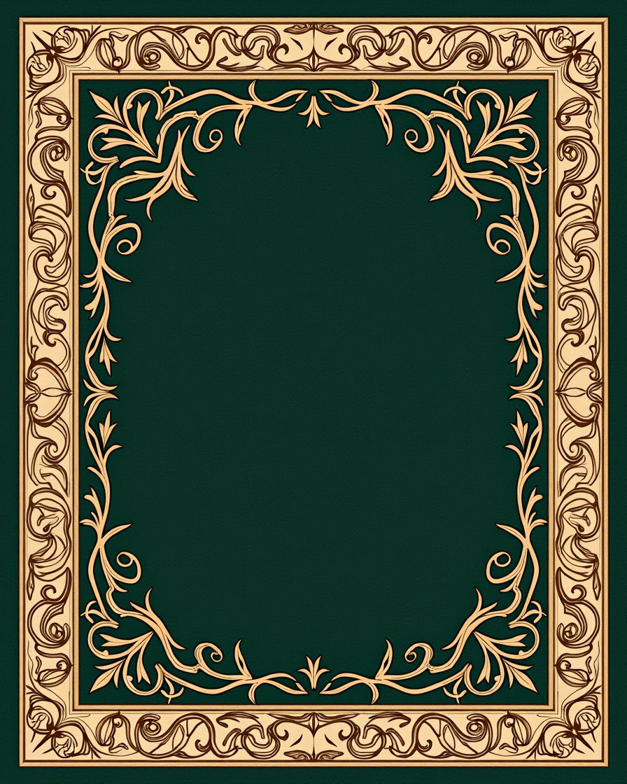 Art Nouveau Flourish Design with Flowing Vine (Green) - ODIKA