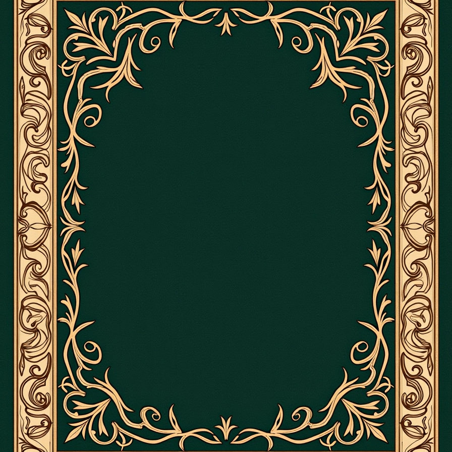 Art Nouveau Flourish Design with Flowing Vine (Green) - ODIKA