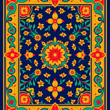 Verdant Latticework and Rococo Floral Scroll(Blue)