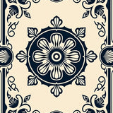 Nautical Medallion with Shell Motifs and Wavy Borders(Beige)