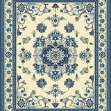 Caria Collection Elegant Ocean Medallion With Non Slip Backing(Ivory)